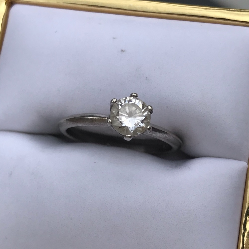 CZ Diamond Sterling Silver Engagement Ring